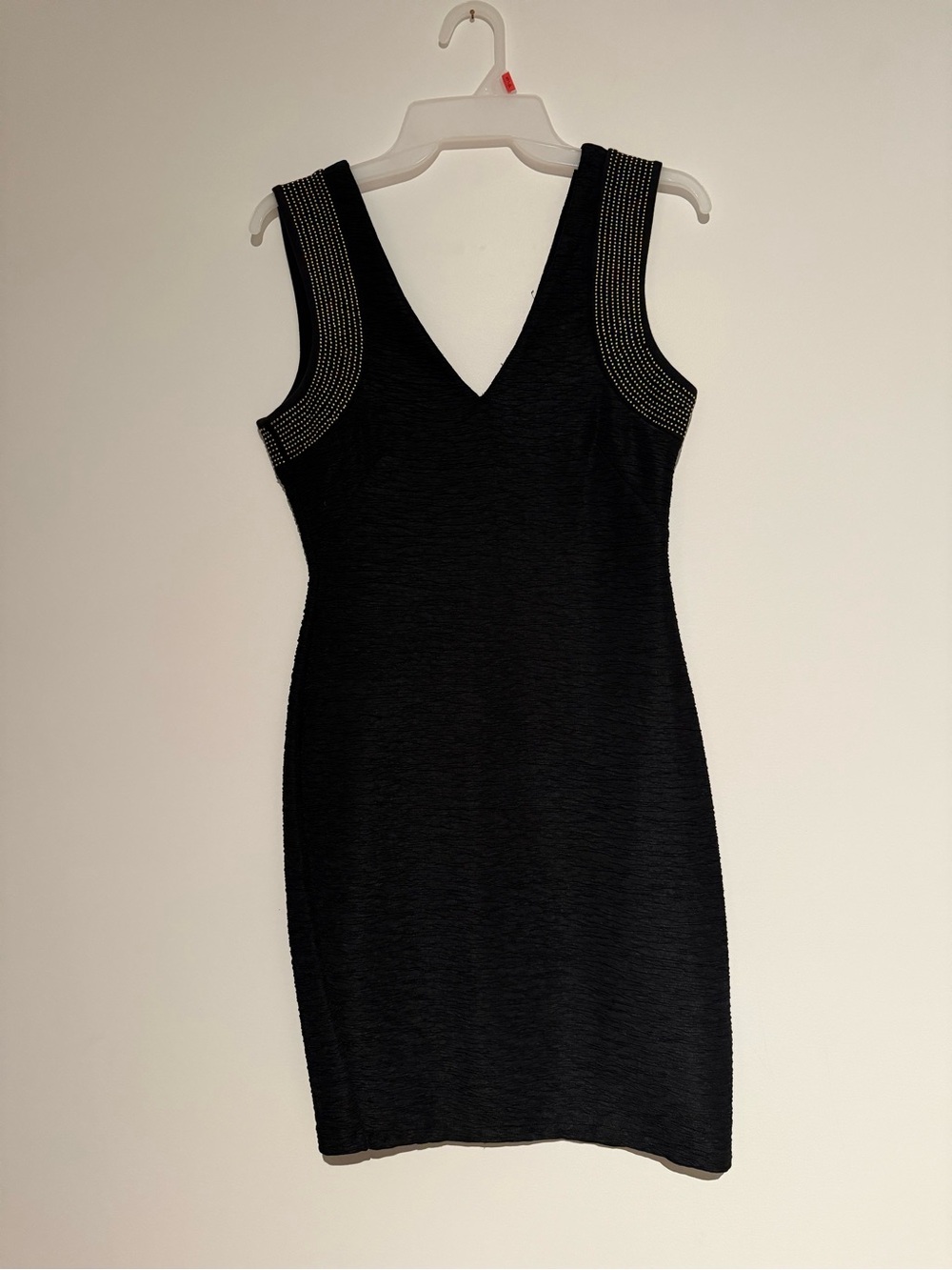 H&M Black V-Neck Sleeveless Studded Mini Dress
